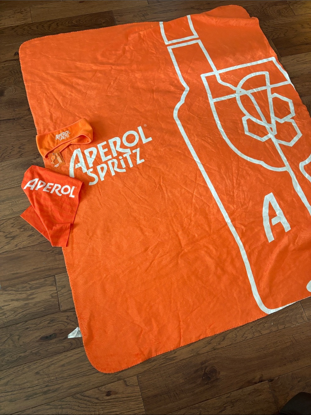 Aperol Winter Cozy Set-Giant blanket, ear warmer, neck gaiter, and pins